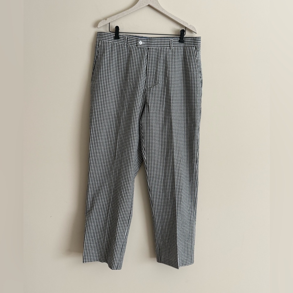 Linea Uomo Men’s Pants - Size 38x30 - Black & White Check - Seersucker Style